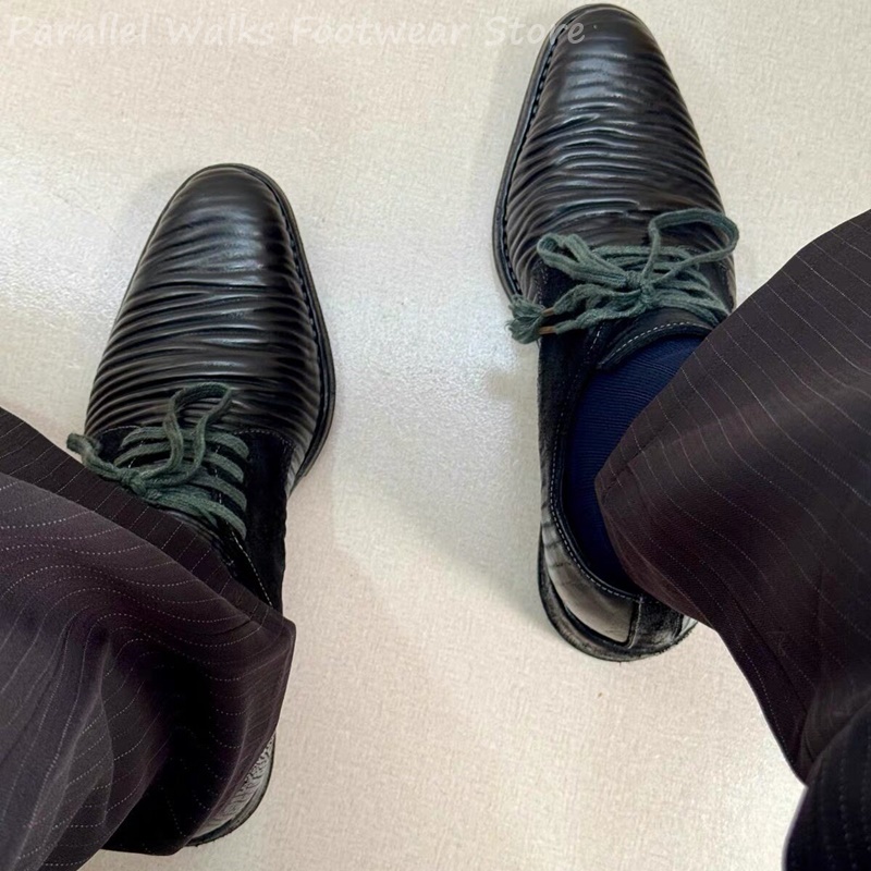 Men'S Shoes Smart - Erkek Pilili Deri Derby Ayakkabılar Vintage