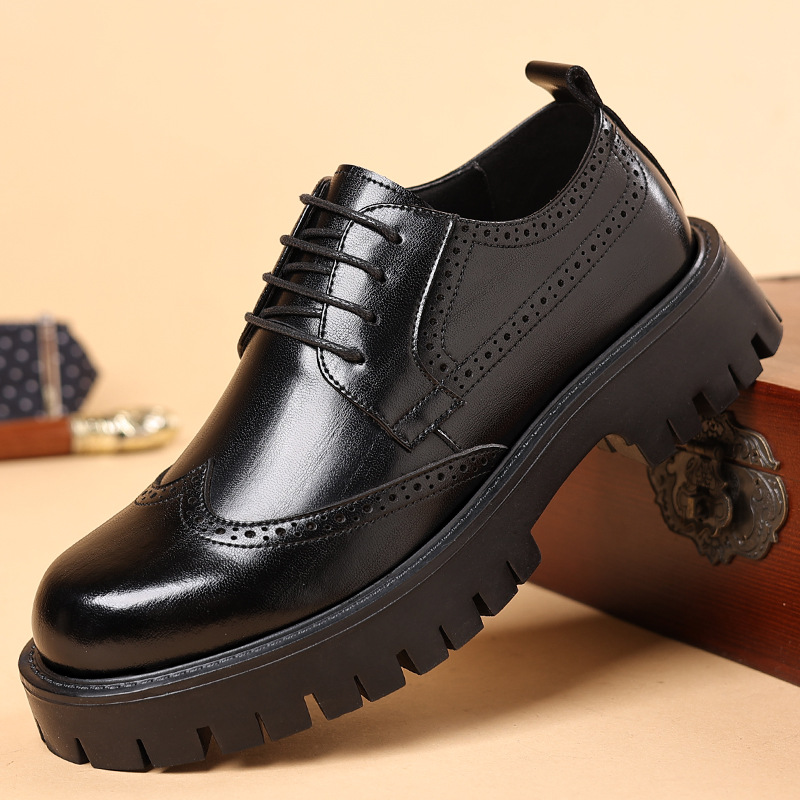 Men'S Shoes Smart - Erkek deri ayakkabılar, kalın tabanlı, bağcıklı,