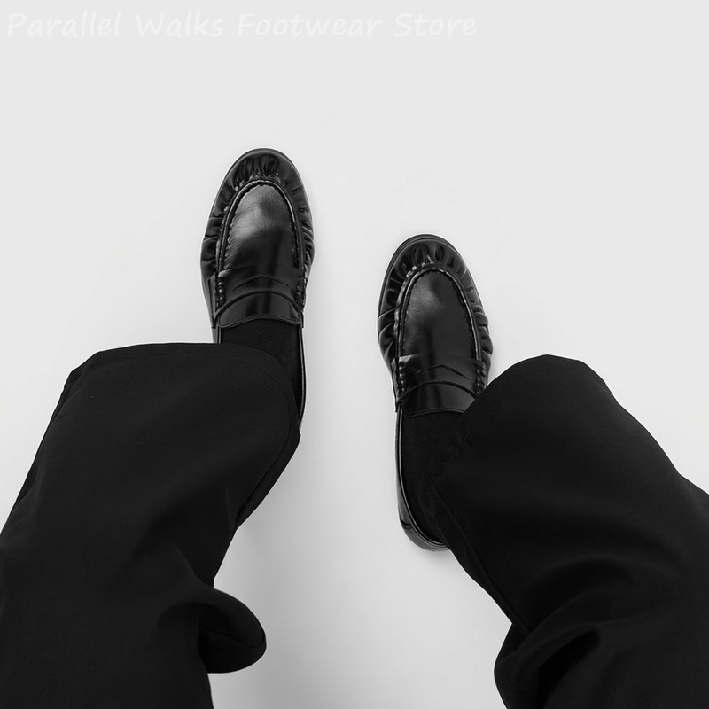 Men'S Shoes Smart - Erkek Retro Pileli Önlük Detaylı, Parmak