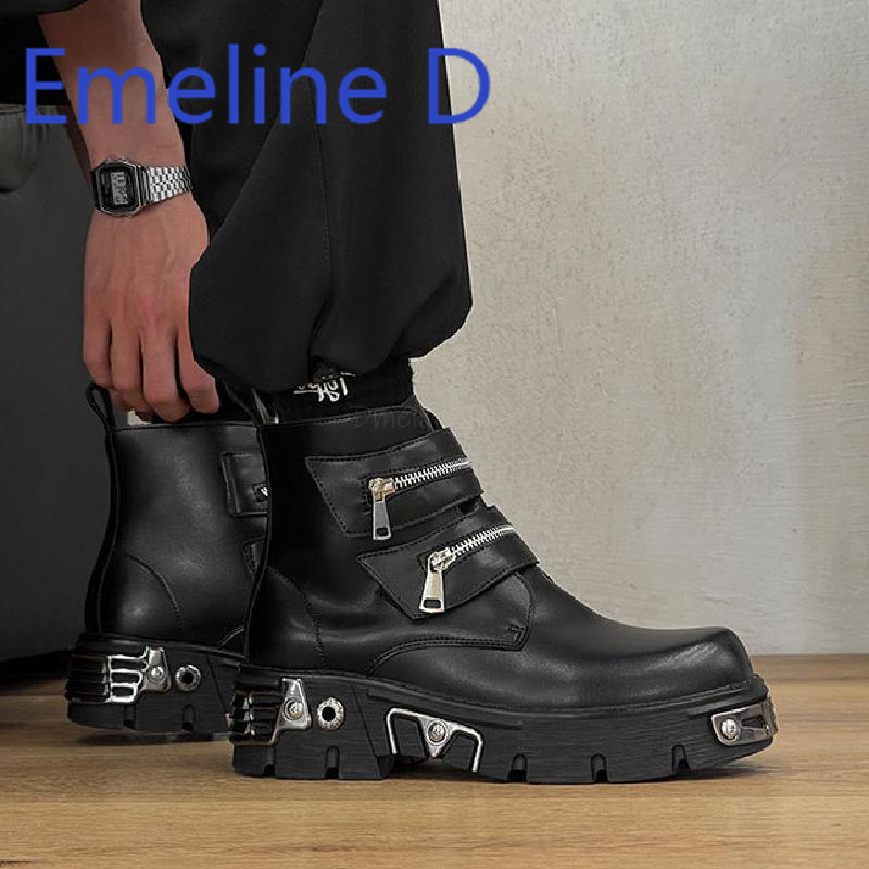 Men'S Shoes With Height Increase - Koyu Punk Yüksek Bilekli Ayakkabılar Şık