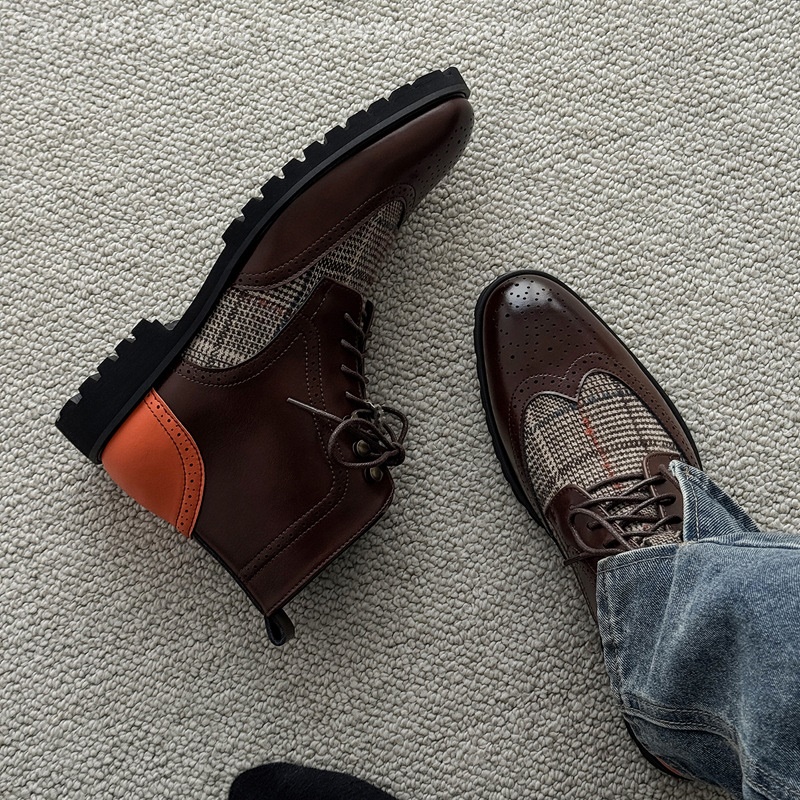 Erkek Tweed Ekose Desenli Brog - Men'S Shoes Smart incelemesi ve fiyatı